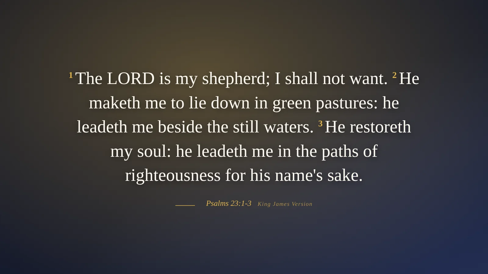 Full screen design showing Psalm 23:1-3